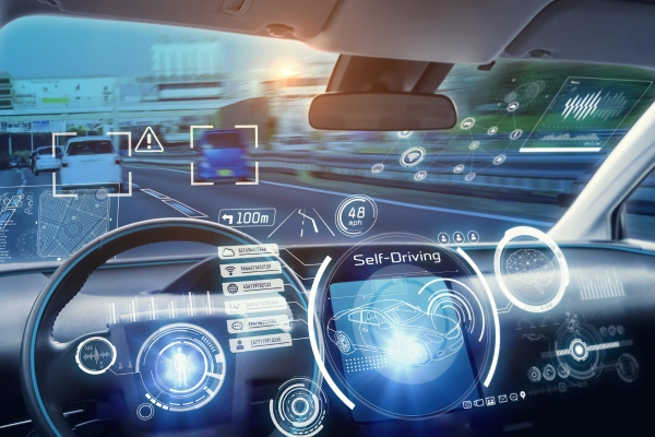 Toute les technologies présentent dans une voiture sont montré sur cet image